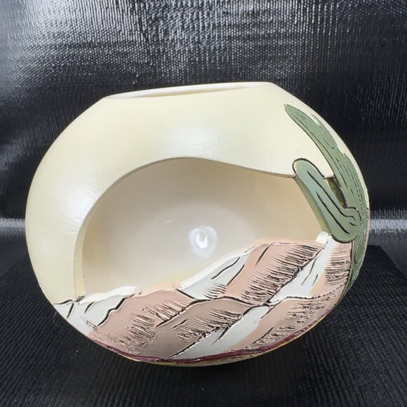 Vintage Hand Made Southwestern Pottery Votive Candle Holder Cutouts Signed VTG - Picture 8 of 15